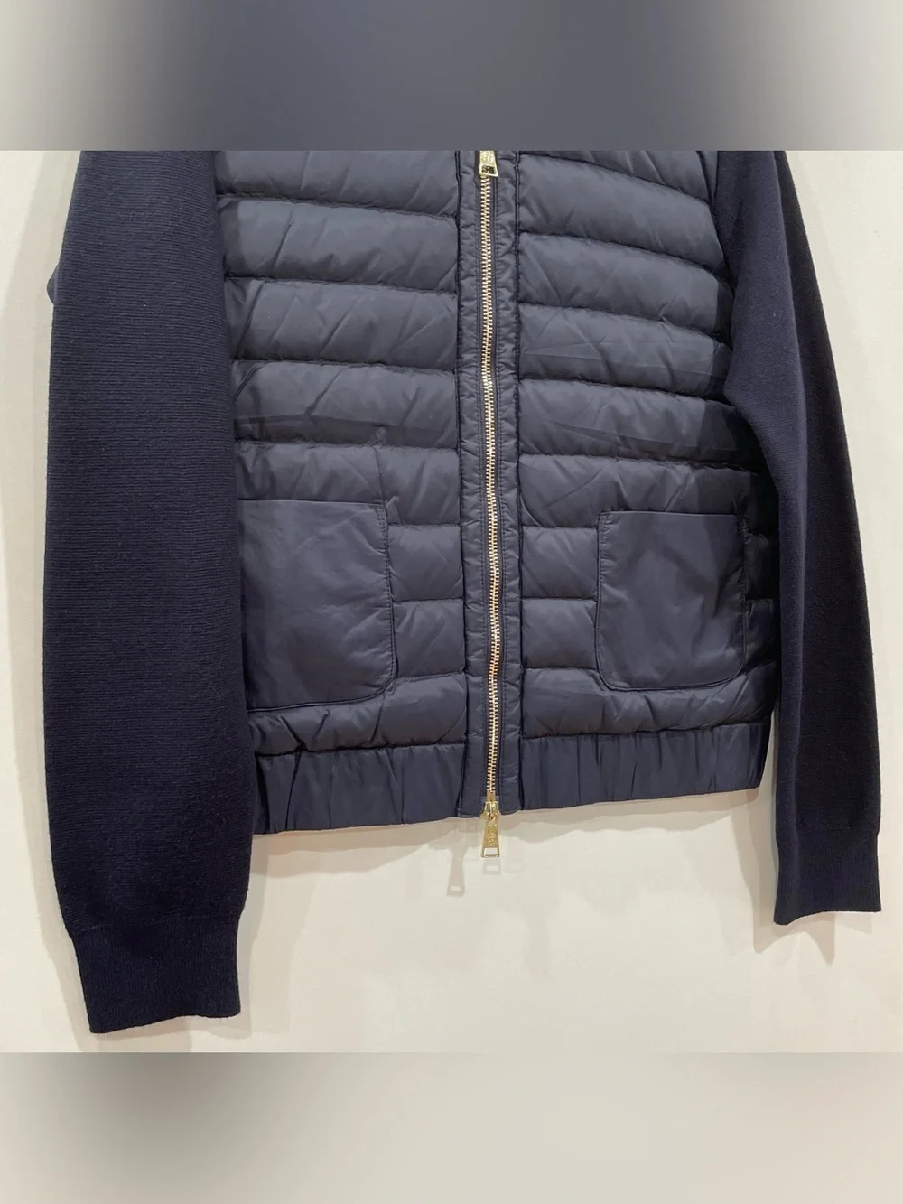 Massimo Dutti Quilted Down Navy Jacket, Size S